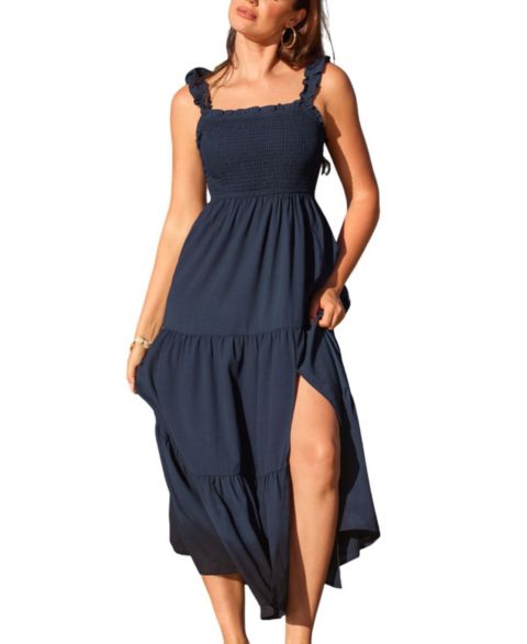 Женское платье Cupshe Bonus Points Blue Maxi Beach, цвет: Тёмный синий