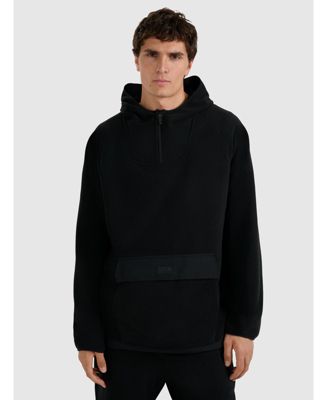 Men's regular fleece with hood - black