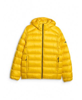Men's trekking down jacket with natural filling - yellow