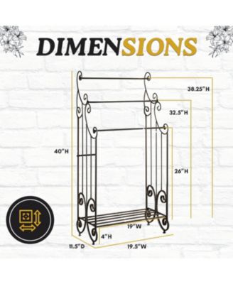 Pewter Metal Towel Racks for Bathroom with Shelf - 3 Long, Sturdy, Versatile & Modern Towel Rack with Storage Shelf