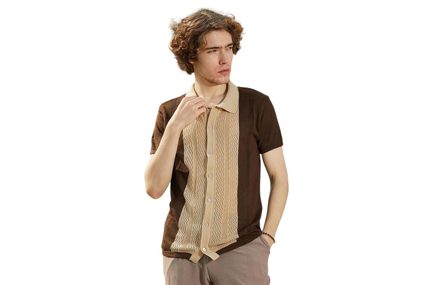 Men's Block-Knit Slim-Fit Shirt