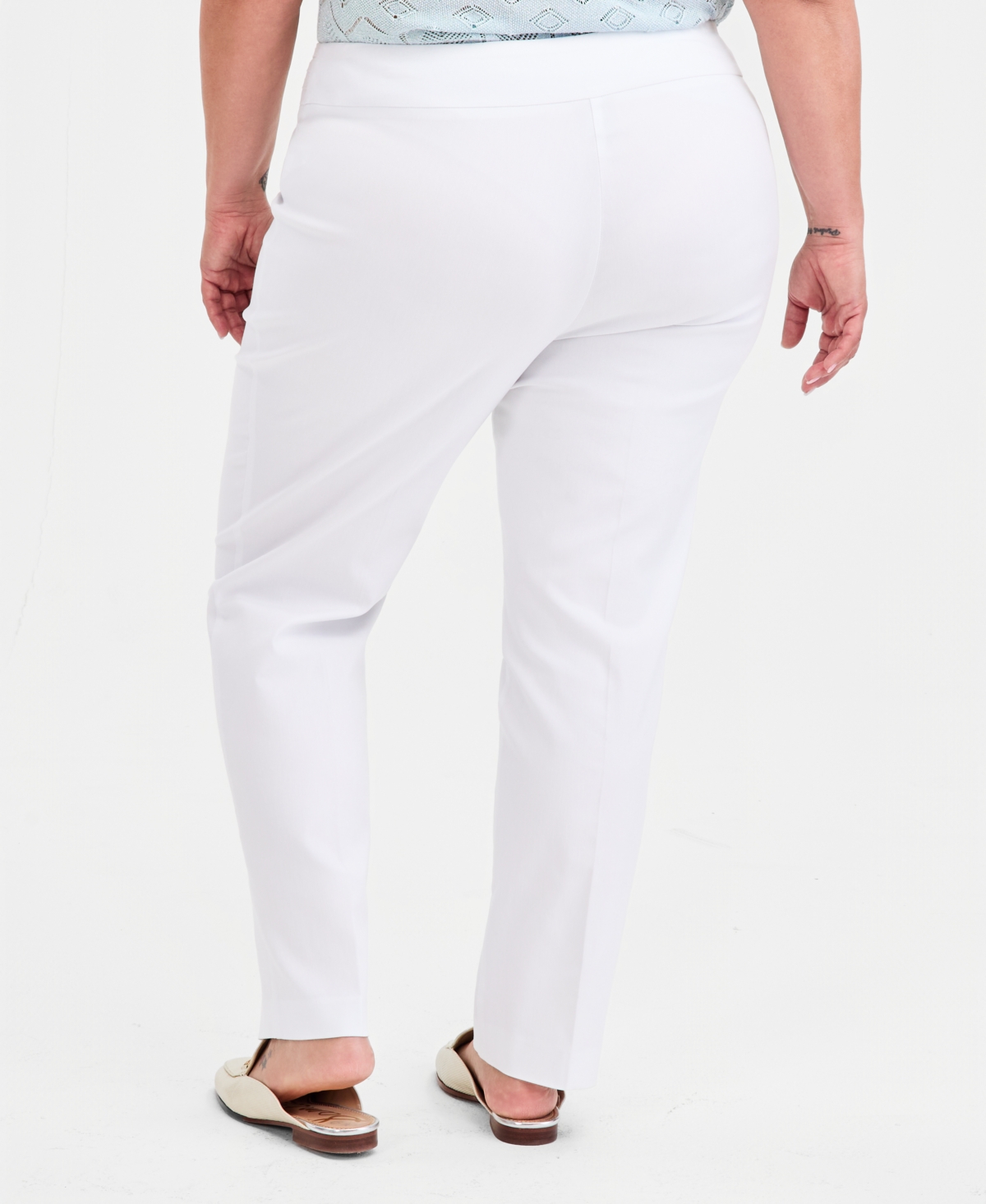 Jm Collection Plus & Petite Tummy Control Pull-On Slim-Leg Pants