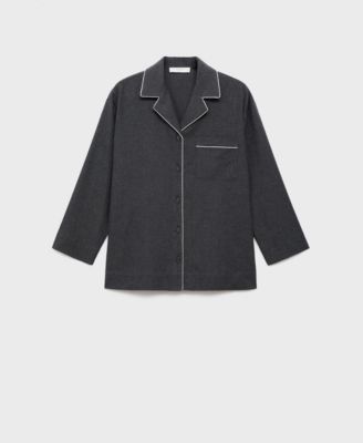 Women's Contrasting Piping Cotton Flannel Shirt