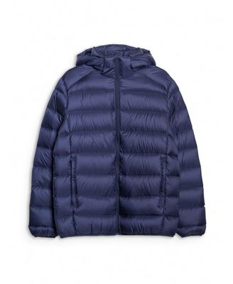 Men's trekking down jacket with natural filling -navy