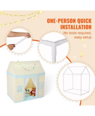  Kids Play Tent, Ages 1-5, Includes Mat & Tent Light, Windowed Indoor/Outdoor Playhouse Tent, Beige