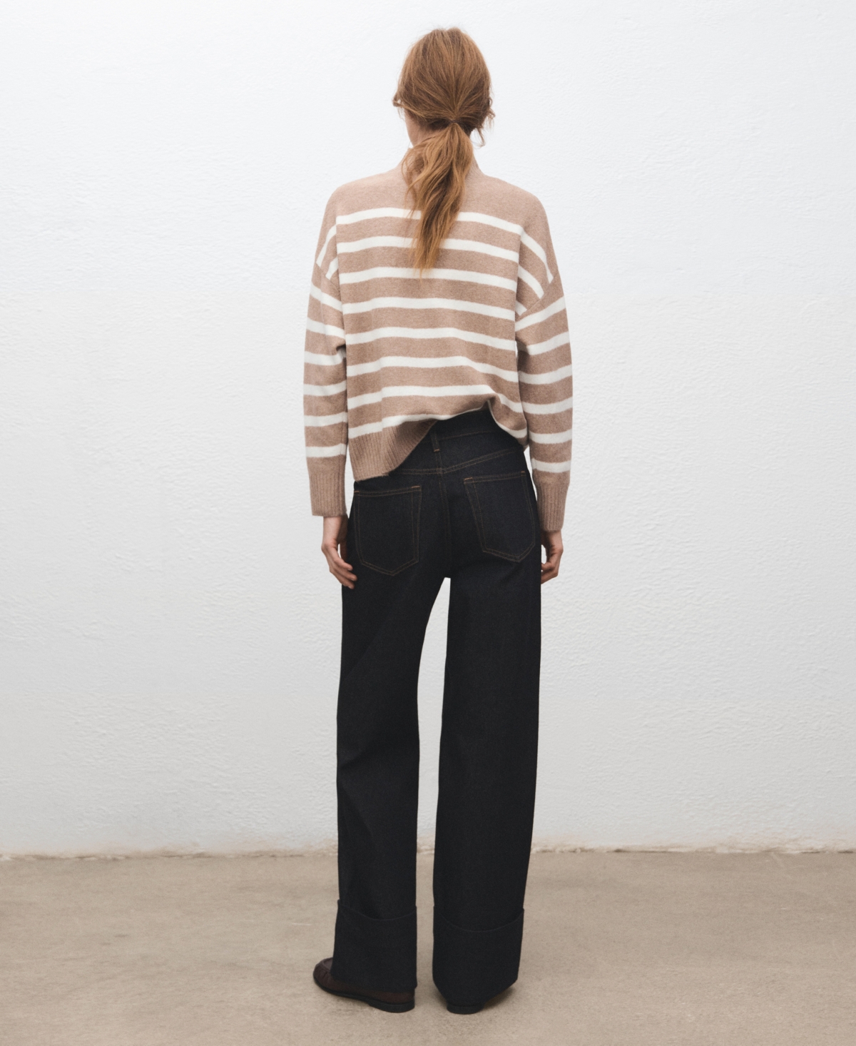 Mango Women's Oversized Striped Turtleneck Sweater