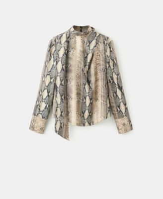 Women's Scarf Animal-Print Blouse