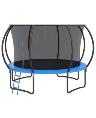  Trampoline, 12 ft, 400-Lb Capacity, Enclosure Net, Ladder & Curved Poles, Jumping Mat & Spring Pad, Outdoor
