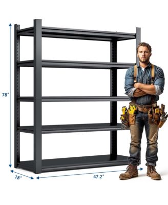 78"H 5 Tier Metal Shelves for Storage Garage Shelving 2000LBS Heavy Duty Storage Shelves