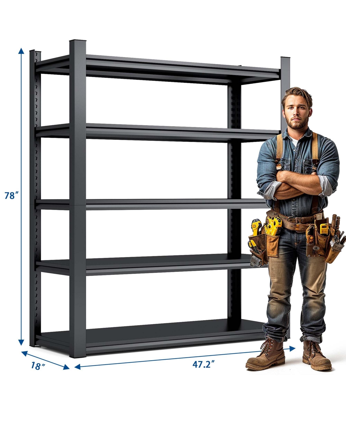 Boyel Living 78"H 5 Tier Metal Shelves for Storage Garage Shelving 2000LBS Heavy Duty Storage Shelves