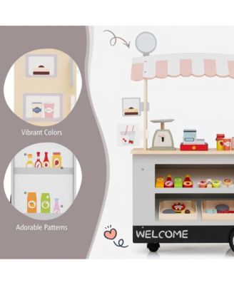 Kids Pretend Food Cart with Accessories and Storage