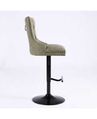 Set of 2 PU Swivel Bar Stools Adjustable Seat Height for Dining Pub