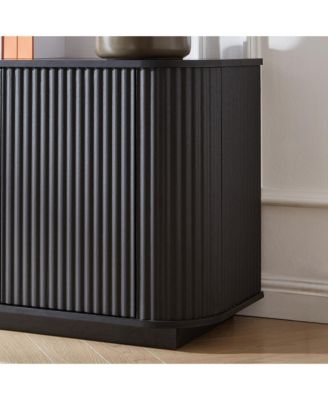 Sideboard Storage Cabinet TV Stand with Wave Pattern, 64" Wooden Vertical Striped Cabinet for Kitchen Bedroom Entryway