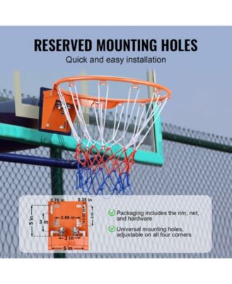 Basketball Rim Replacement, 18", Wall/Door Mount, Heavy-Duty Flex Rim w/ Net, Indoor/Outdoor