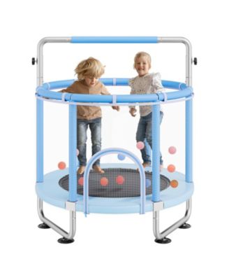 Kids Trampoline, 55" (4.6 ft), Enclosure Net & Basketball Hoop, Indoor/Outdoor, Ages 3