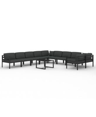 11 Piece Patio Lounge Set with Cushions Aluminum Anthracite