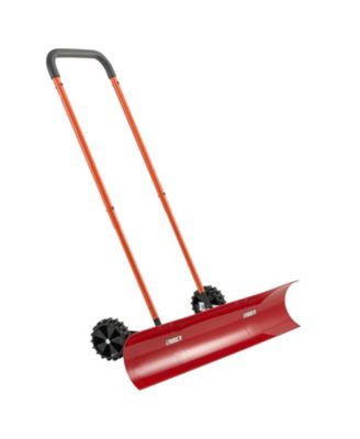 Wheeled Snow Pusher Shovel, 37.8", Angled Blade, 90° Adjustable Handle, Portable Snowplow for Driveways