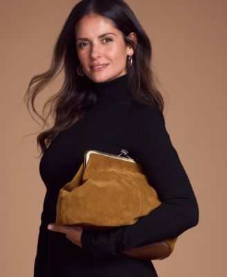 Suede Vivienne Frame Kisslock Crossbody Bag