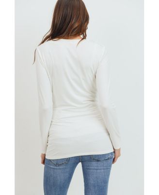 Maternity Casual Side Ruched Long Sleeve Top