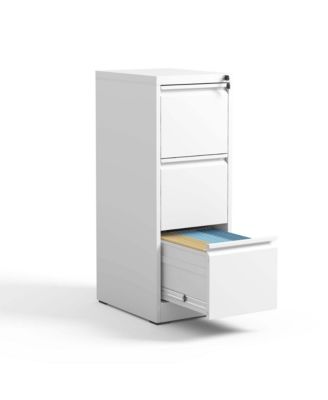 3 Drawer Metal Vertical File Cabinet with Lock Office Home Steel Vertical File Cabinet for A4 Legal/Letter Size 3