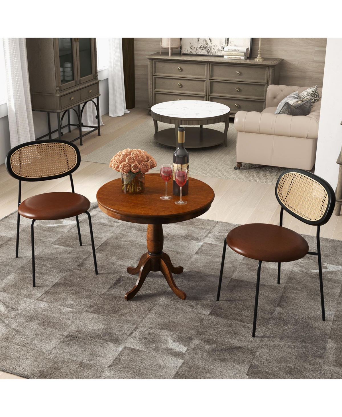 sumyeg 32" Wooden Round Pub Pedestal Side Table