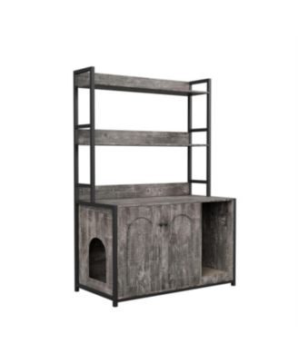 Cat Litter Box Enclosure with Scratch Pad,2 Doors