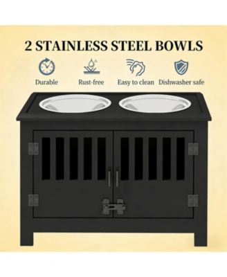 23.5 in. Wide Dog Bowls with Food Storage Cabinet