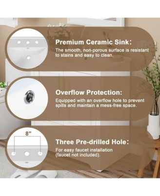 Freestanding 30 in. Bathroom Vanity with Sink, MDF and Solid Wood Frame, 1 Divider Drawer and 2 Soft-close Doors (Double Shelf on Door)