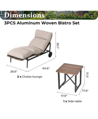 Mondawe 3 Pieces Aluminum Rattan Patio Bistro Set