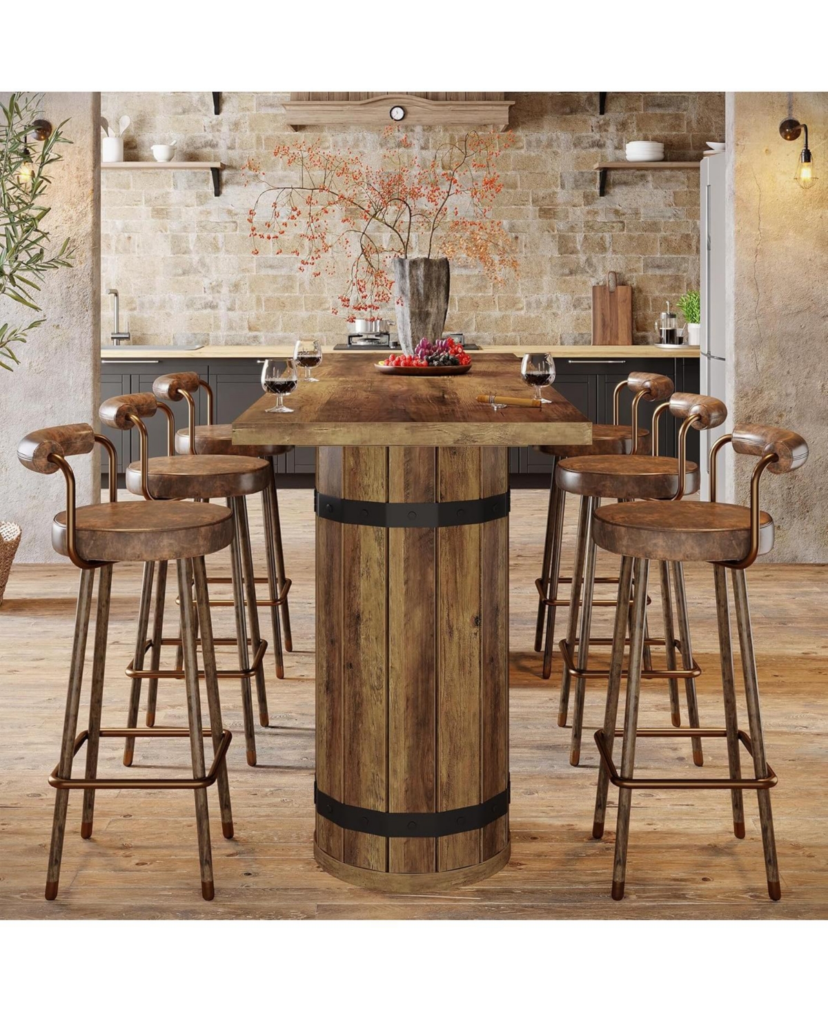 Tribesigns 70.9-Inch Long Bar Table, Counter Height Pub Table, Industrial Bar Height Table, Brown