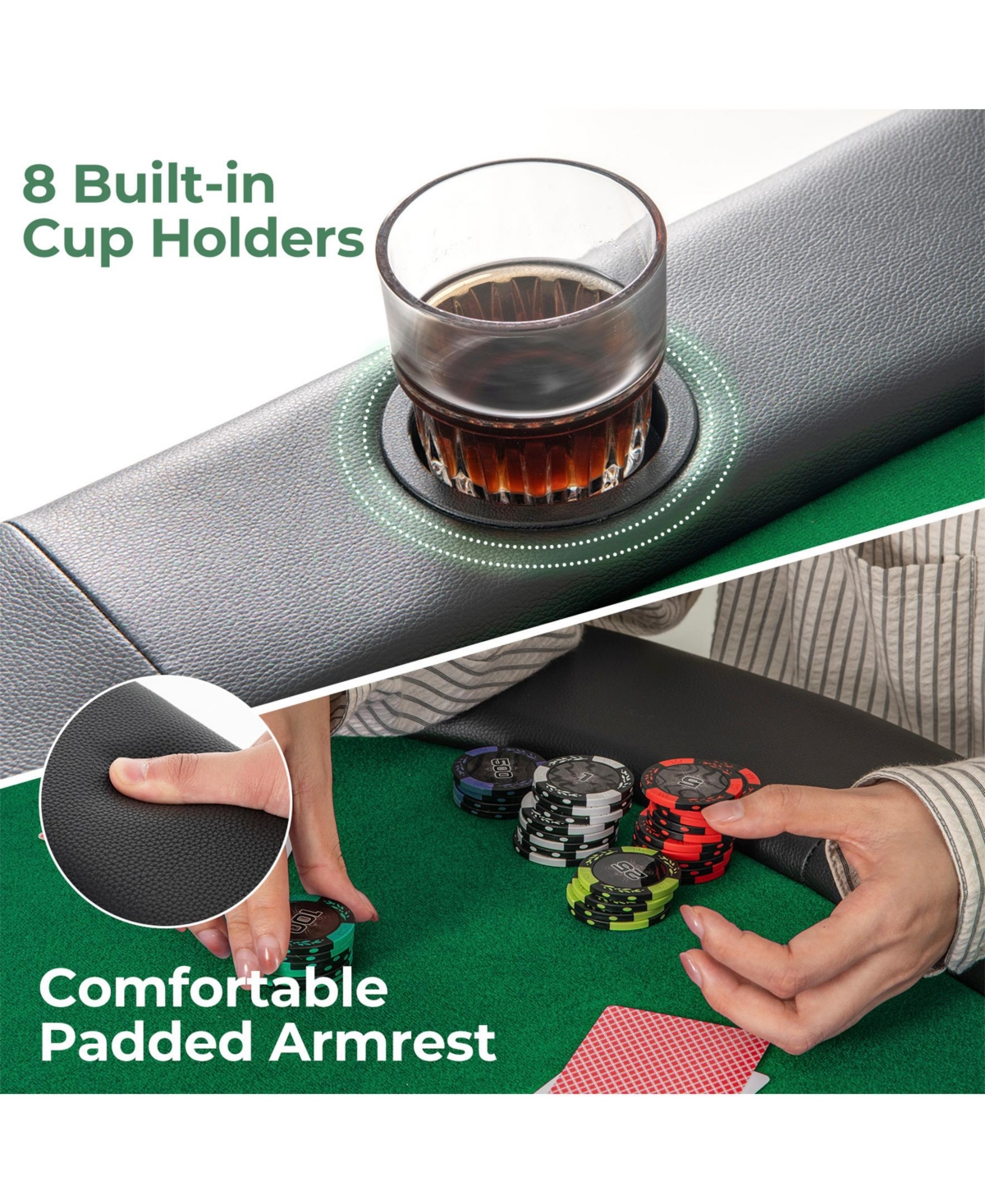 Sugift 8 Players Texas Holdem Foldable Poker Table