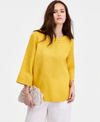 Women's 3/4-Sleeve 100% Linen Blouse