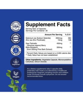 Men's Saw Palmetto, Saw Palmetto Extract with Beta Sitosterol for Men's Health, Better Bladder Control & Restoring Hair, 60ct