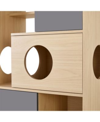 Cat House with Storage, Cat Litter Box Enclosure, Hidden Storage in Natural