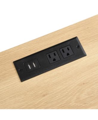 Modern Bedside Table Nightstand with Outlet & USB Port, Charging Station and Storage Drawer for Small Spaces-Natural