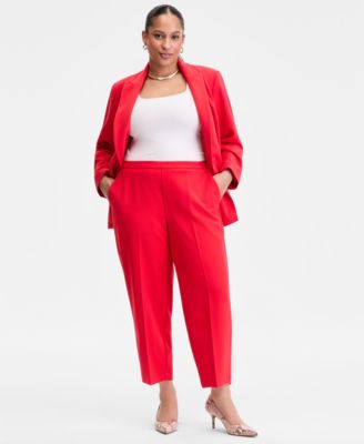Plus Size High Rise Pull-On Cropped Pants