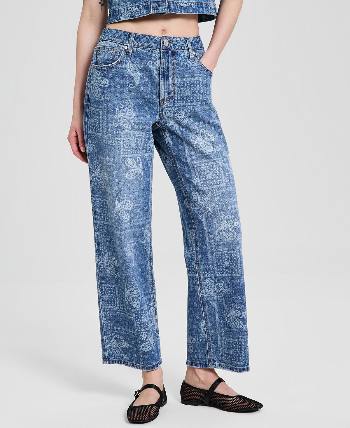 And Now This Women's High-Rise Bandana-Print Jeans, Macy's Exclusive view 3 — MAYCSS fashion products