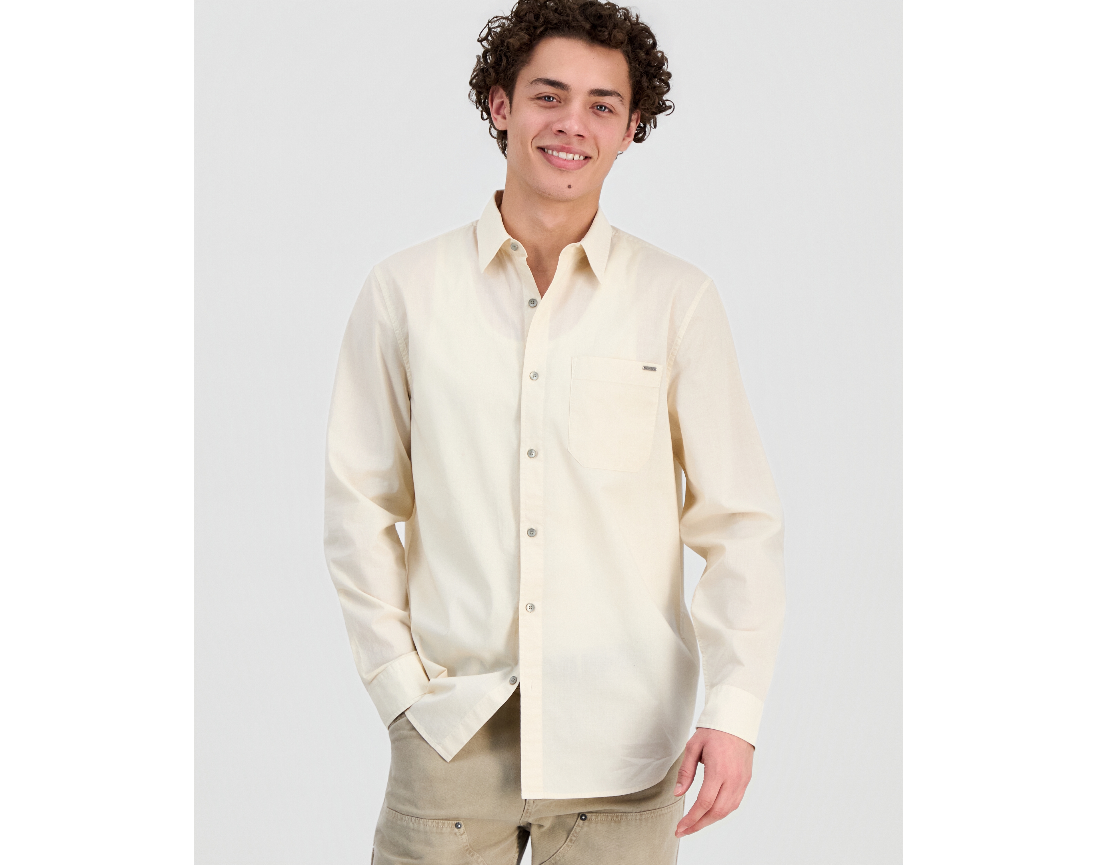 Guess Men's Crinkle Pocket Long-Sleeve Shirt