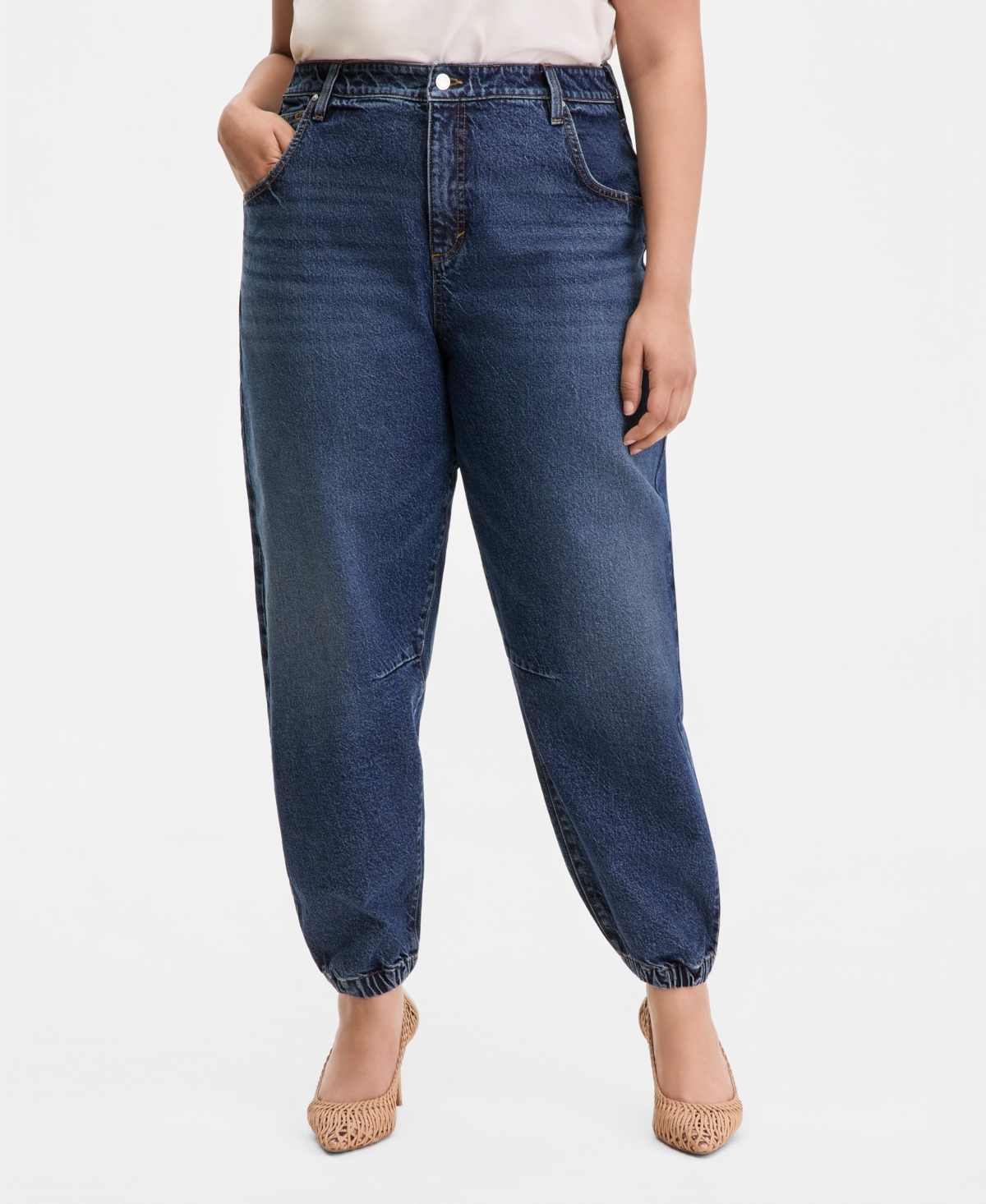 I.n.c. International Concepts Plus High Rise Barrel Jeans, Macy's Exclusive