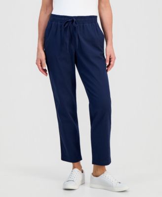 Petite Twill-Tape Tapered Pull-On Pants