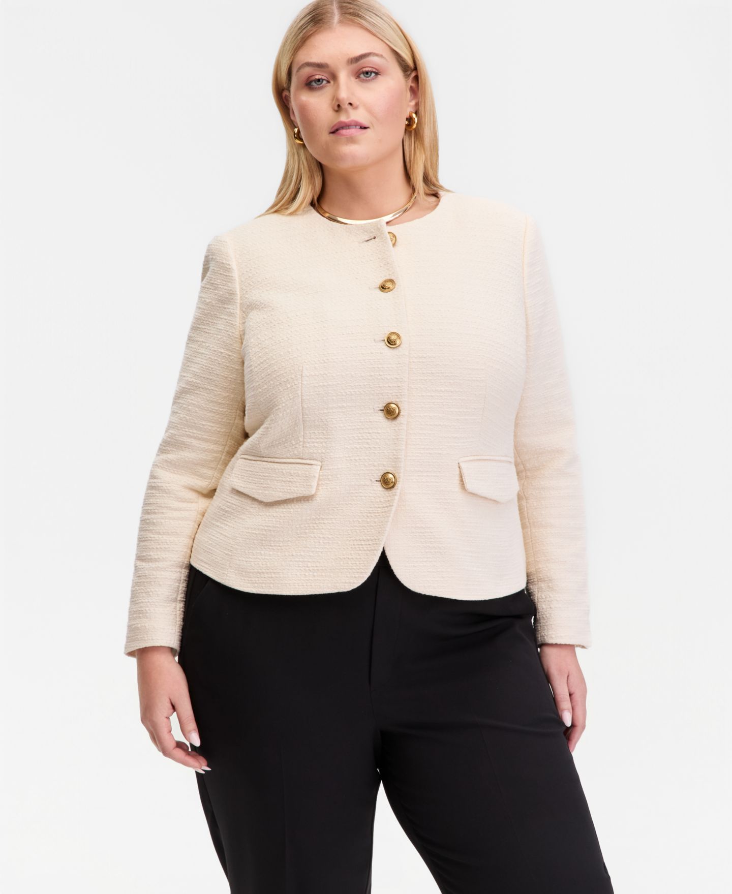 Женская куртка I.N.C. International Concepts Plus Size Parisian Ottoman, цвет: Винтажный кремовый — фото 7