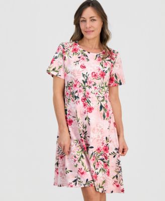 Petite Short-Sleeve Floral T-Shirt Dress