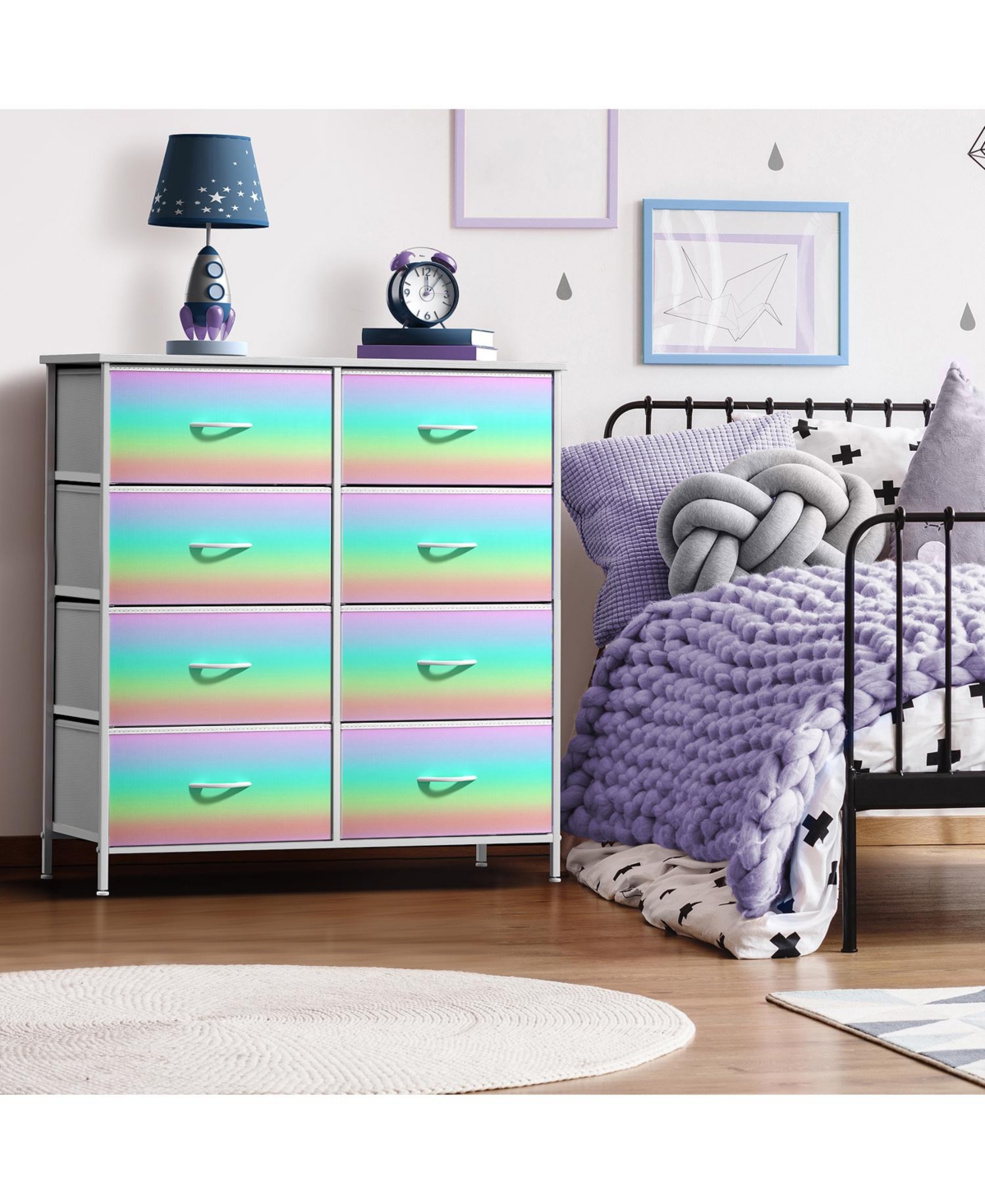 Sorbus 8 Drawers Dresser- Storage Unit with Steel Frame, Wood Top, Fabric Bins - for Bedroom, Closet, Office