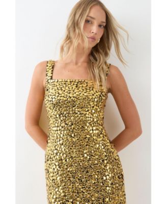 Women's Embellished Square Neck Mini Dress