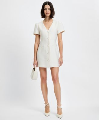 Women's Structured Taffeta V-Neck Mini Dress