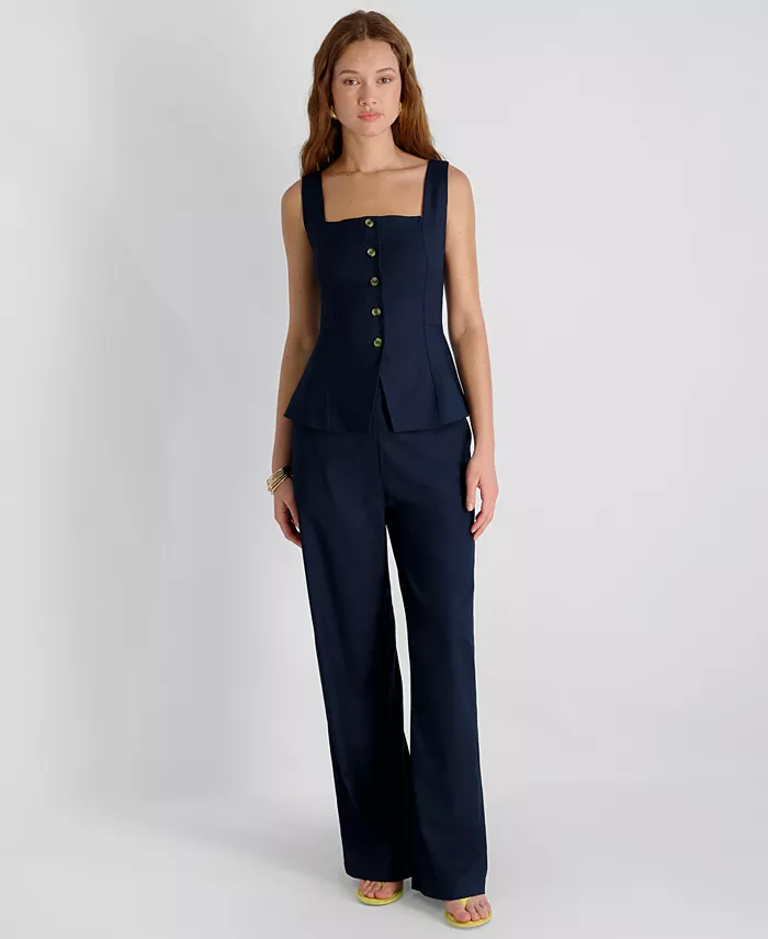Women's Twill Square Neck Button-Down Top - thumbnail 8