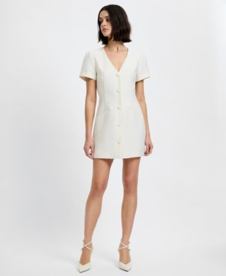 Women's Structured Taffeta V-Neck Mini Dress