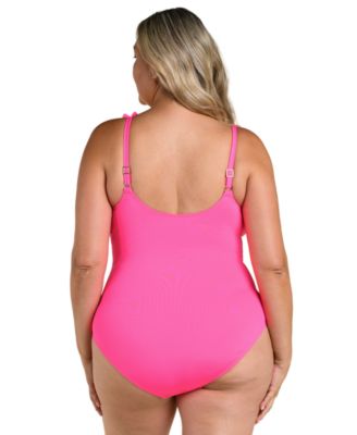 Plus Size Island Goddess Ruffle V-Neck One-Piece Swimsuit