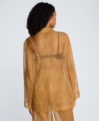 Women's Organza One-Button Notch Collar Jacket