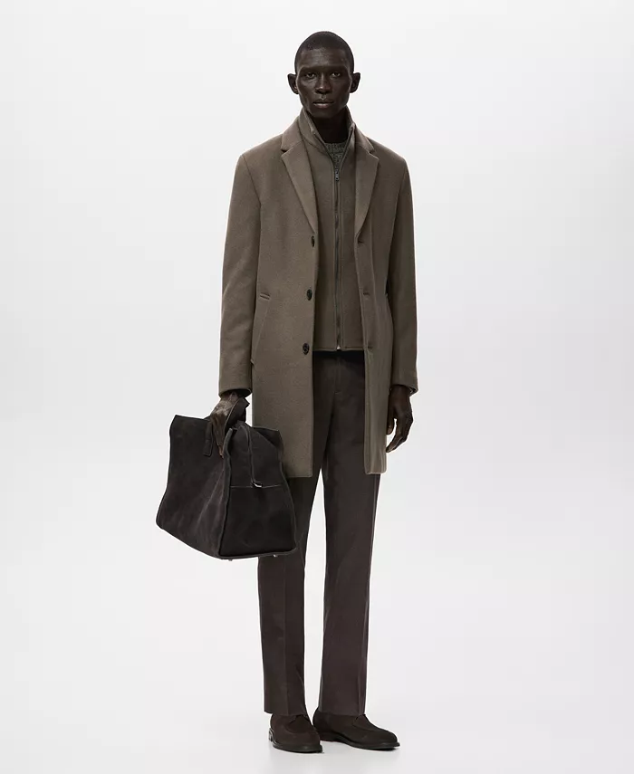 Men's Detachable Inner Collar Wool Coat - thumbnail 2